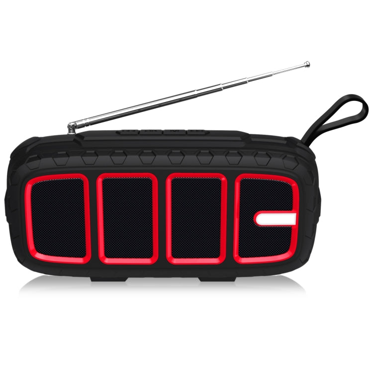 NewRixing NR-5018FM Outdoor Portable Bluetooth Speaker with Antenna, Support Hands-free Call / TF Card / FM / U Disk(Black+Red) - HoMEdemic™ 