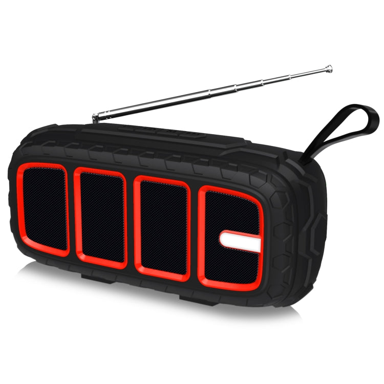 NewRixing NR-5018FM Outdoor Portable Bluetooth Speaker with Antenna, Support Hands-free Call / TF Card / FM / U Disk(Black+Red) - HoMEdemic™ 