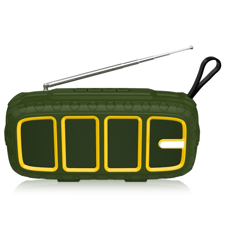 NewRixing NR-5018FM Outdoor Portable Bluetooth Speaker with Antenna, Support Hands-free Call / TF Card / FM / U Disk(Green+Yellow) - HoMEdemic™ 