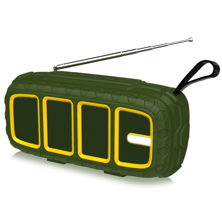 NewRixing NR-5018FM Outdoor Portable Bluetooth Speaker with Antenna, Support Hands-free Call / TF Card / FM / U Disk(Green+Yellow) - HoMEdemic™ 