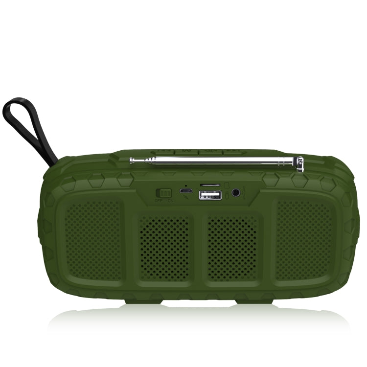 NewRixing NR-5018FM Outdoor Portable Bluetooth Speaker with Antenna, Support Hands-free Call / TF Card / FM / U Disk(Green+Yellow) - HoMEdemic™ 