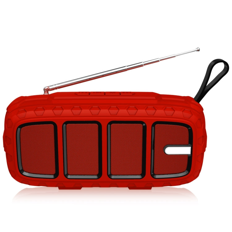 NewRixing NR-5018FM Outdoor Portable Bluetooth Speaker with Antenna, Support Hands-free Call / TF Card / FM / U Disk(Red+Black) - HoMEdemic™ 