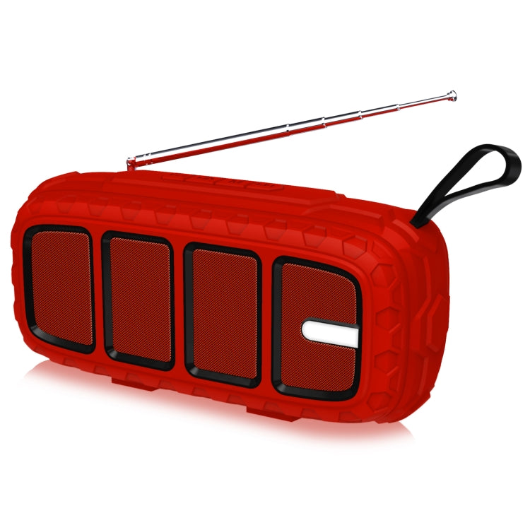 NewRixing NR-5018FM Outdoor Portable Bluetooth Speaker with Antenna, Support Hands-free Call / TF Card / FM / U Disk(Red+Black) - HoMEdemic™ 