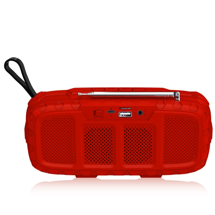 NewRixing NR-5018FM Outdoor Portable Bluetooth Speaker with Antenna, Support Hands-free Call / TF Card / FM / U Disk(Red+Black) - HoMEdemic™ 