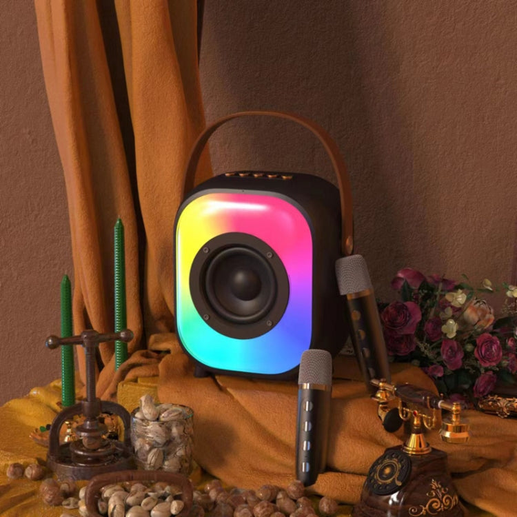 NewRixing NR168W Portable Colorful Bluetooth Speaker Home Dual Mic Karaoke Speaker(Black) - HoMEdemic™ 