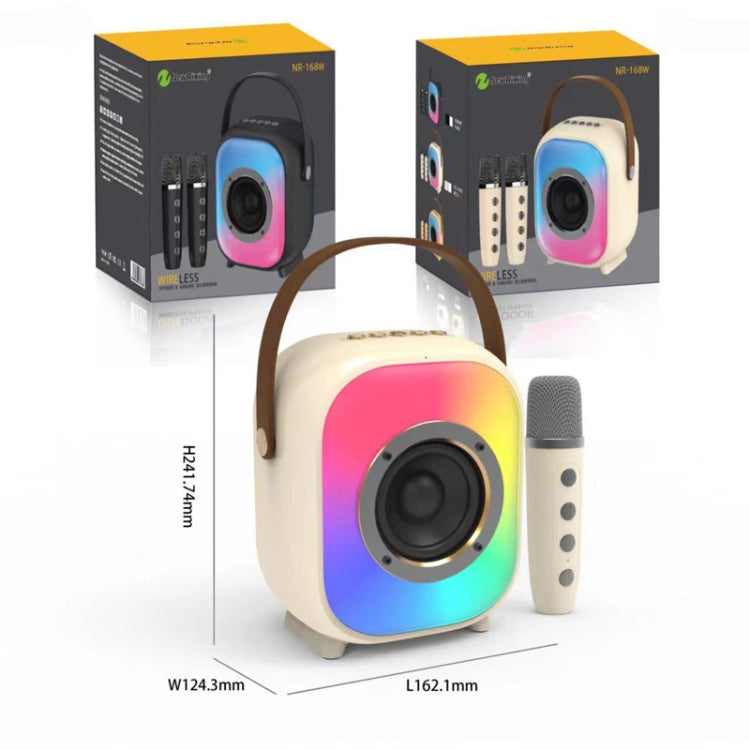 NewRixing NR168W Portable Colorful Bluetooth Speaker Home Dual Mic Karaoke Speaker(Coffee) - HoMEdemic™ 