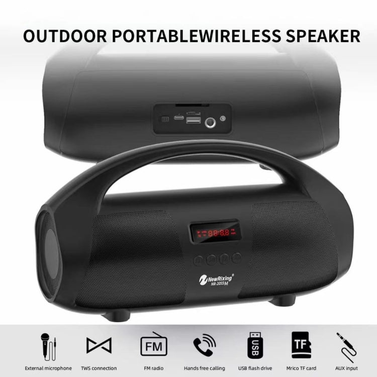 NewRixing NR2055 Wireless Portable TWS Bluetooth Speaker with Microphone(Black) - HoMEdemic™ 