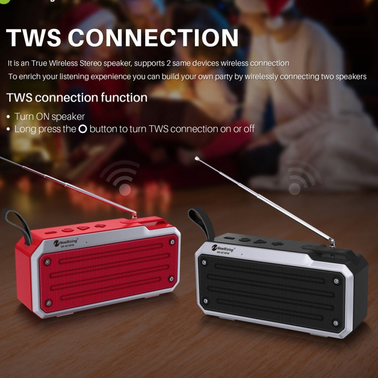 NewRixing NR4018FM TWS Portable Stereo Bluetooth Speaker, Support TF Card / FM / 3.5mm AUX / U Disk / Hands-free Call(Black) - HoMEdemic™ 