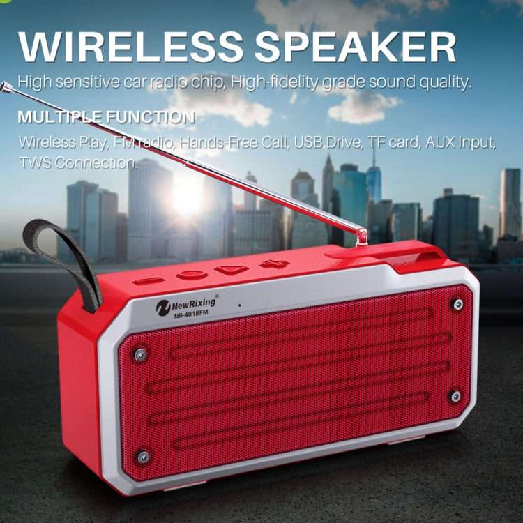 NewRixing NR4018FM TWS Portable Stereo Bluetooth Speaker, Support TF Card / FM / 3.5mm AUX / U Disk / Hands-free Call(Blue) - HoMEdemic™ 