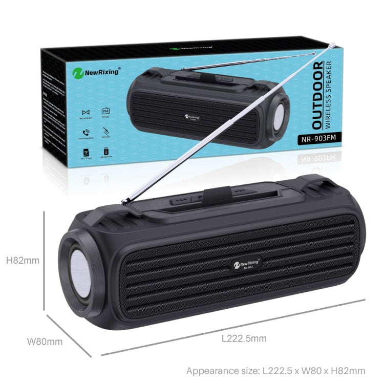NewRixing NR903F TWS Portable Outdoor Bluetooth Speaker Support TF Card / FM(Black) - HoMEdemic™ 