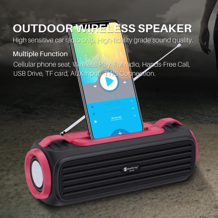 NewRixing NR903F TWS Portable Outdoor Bluetooth Speaker Support TF Card / FM(Red) - HoMEdemic™ 