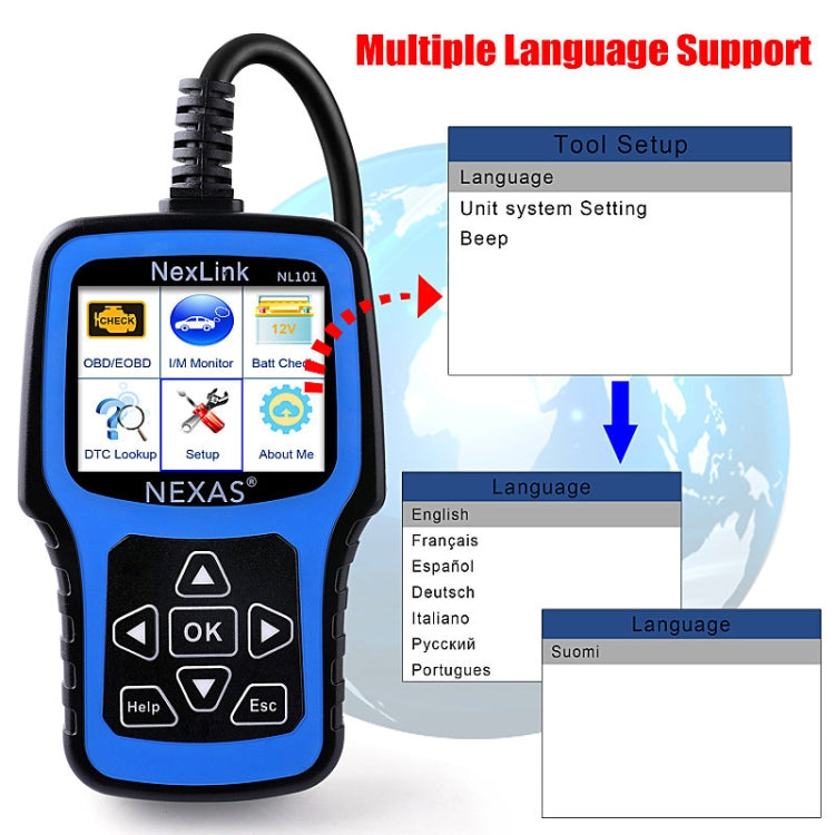 Nexas NL101 Universal OBD2 Scanner Diagnostic Tool & Battery Tester With OBDII - HoMEdemic™ 