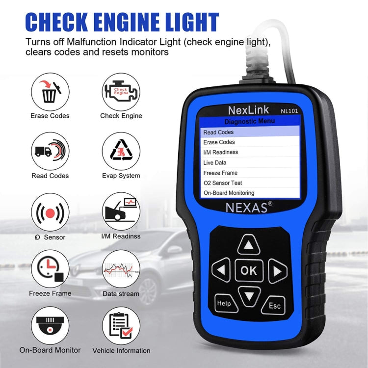 Nexas NL101 Universal OBD2 Scanner Diagnostic Tool & Battery Tester With OBDII - HoMEdemic™ 