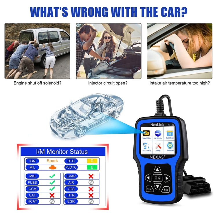 Nexas NL101 Universal OBD2 Scanner Diagnostic Tool & Battery Tester With OBDII - HoMEdemic™ 