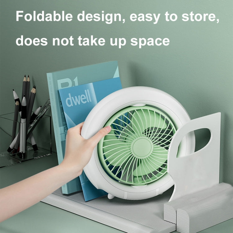 Night Light Desktop Folding Fan Outdoor Camping Hanging Mini Fan, Color: Green Basic - HoMEdemic™ 
