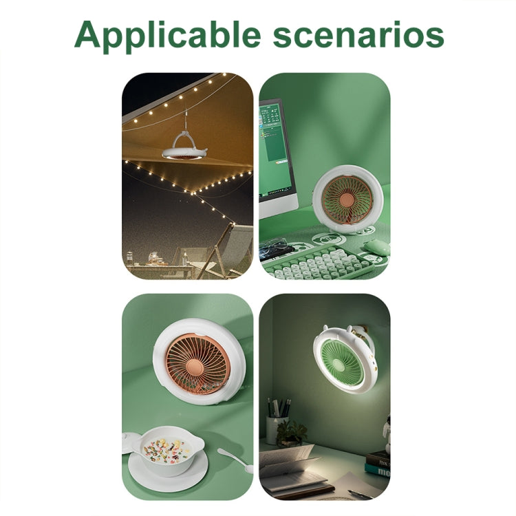 Night Light Desktop Folding Fan Outdoor Camping Hanging Mini Fan, Color: Green Upgraded - HoMEdemic™ 