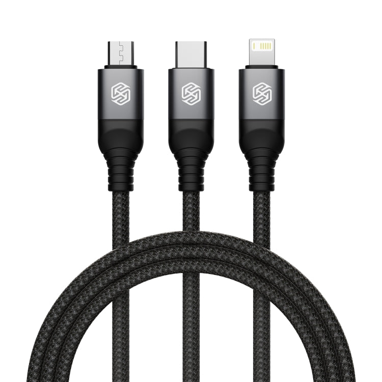 Nillkin Swift Pro 1m 3 in 1 USB to 8 Pin + Type-C + Micro USB Fast Charging Cable(Black) - HoMEdemic™ 
