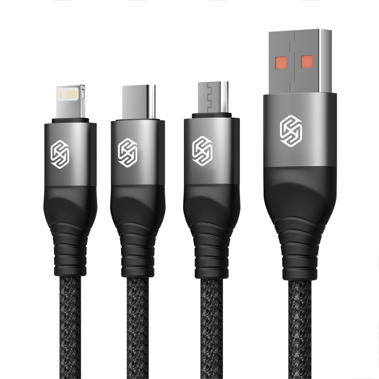 Nillkin Swift Pro 1m 3 in 1 USB to 8 Pin + Type-C + Micro USB Fast Charging Cable(Black) - HoMEdemic™ 