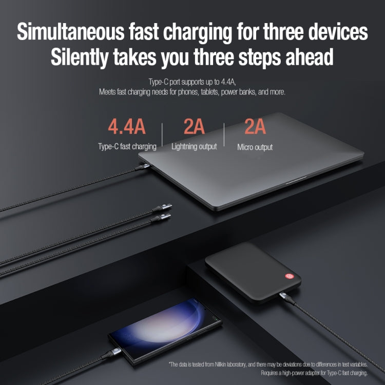 Nillkin Swift Pro 1m 3 in 1 USB to 8 Pin + Type-C + Micro USB Fast Charging Cable(Black) - HoMEdemic™ 