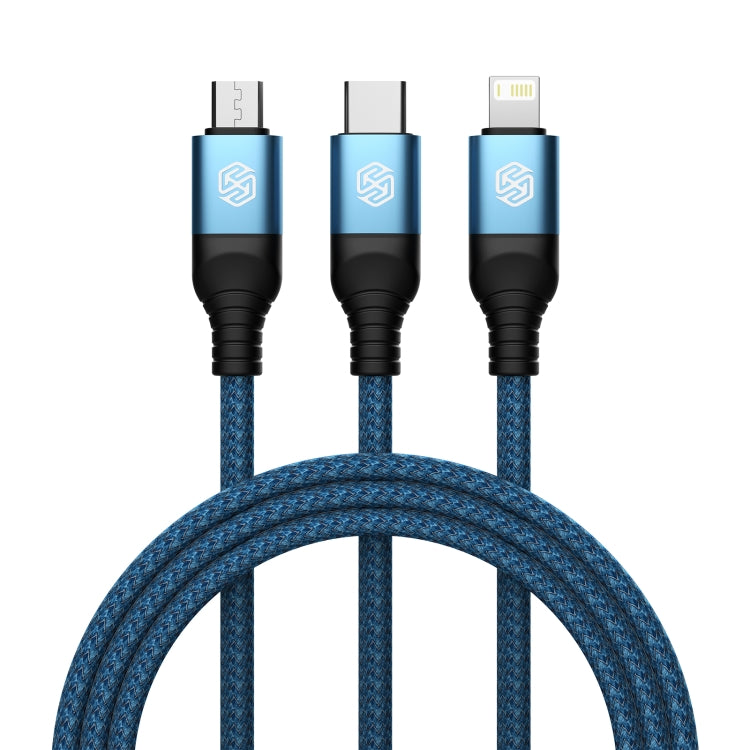 Nillkin Swift Pro 1m 3 in 1 USB to 8 Pin + Type-C + Micro USB Fast Charging Cable(Blue) - HoMEdemic™ 