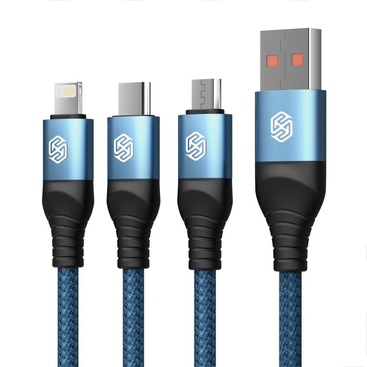 Nillkin Swift Pro 1m 3 in 1 USB to 8 Pin + Type-C + Micro USB Fast Charging Cable(Blue) - HoMEdemic™ 