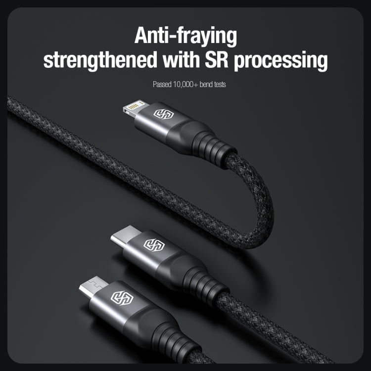 Nillkin Swift Pro 1m 3 in 1 USB to 8 Pin + Type-C + Micro USB Fast Charging Cable(Blue) - HoMEdemic™ 