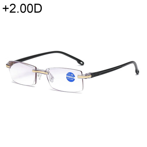 Rimless Anti Blue-ray Blue Film Lenses Presbyopic Glasses, +2.00D - HoMEdemic™ 