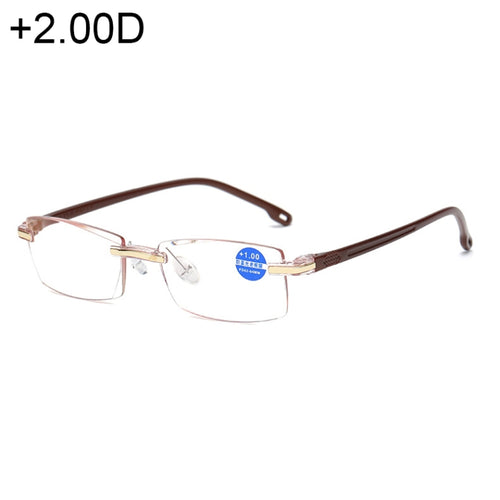 Rimless Anti Blue-ray Blue Film Lenses Presbyopic Glasses, +2.00D - HoMEdemic™ 