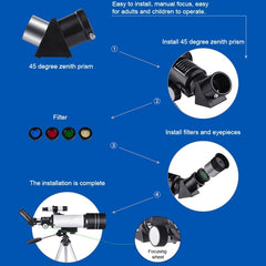 WR852 16x/66x70 High Definition High Times Astronomical Telescope with Tripod, 66x70 Blue - HoMEdemic™ 