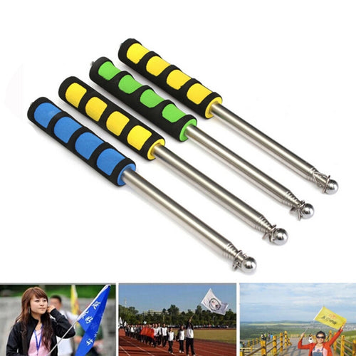 1.6M 7 Knots Telescopic Stainless Steel Rubber Sleeve Teaching Stick Guide Signal Flag, Random Color Delivery - HoMEdemic™ 