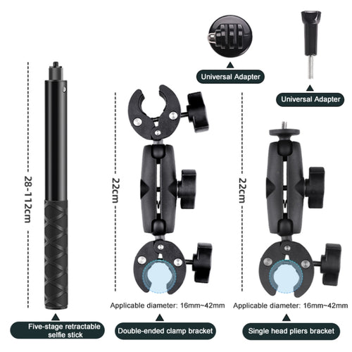 Motorcycle Dual-heads Crab & Single Heads Clamps Handlebar Fixed Mount Selfie Stick - HoMEdemic™ 