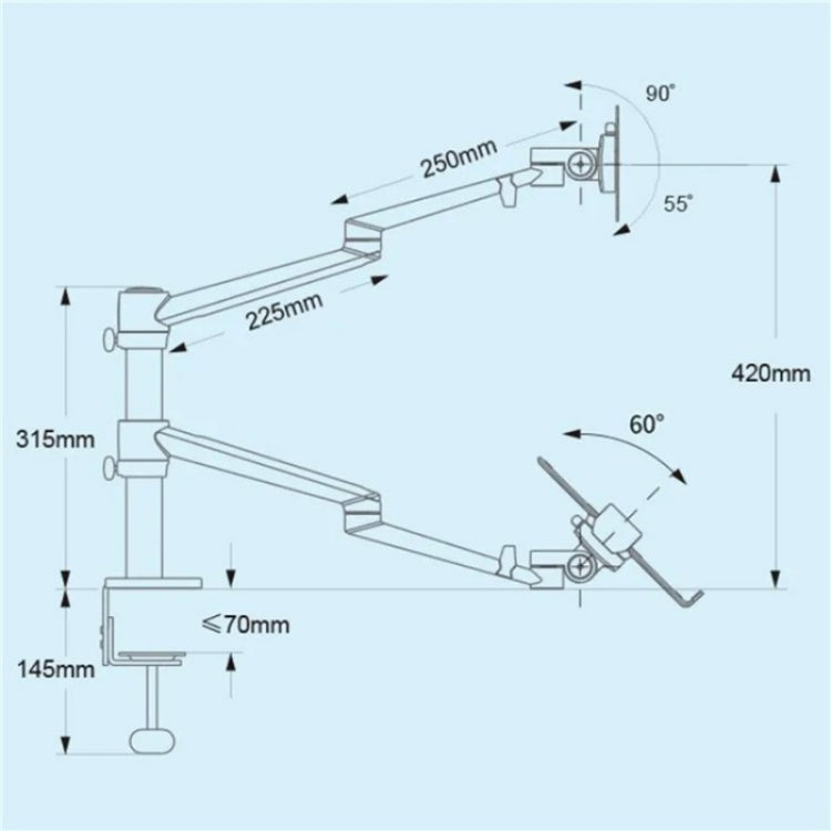 OL-10T Clip-on Desktop Stand Dual Computer Monitor Riser Bracket Laptop Holder - HoMEdemic™ 