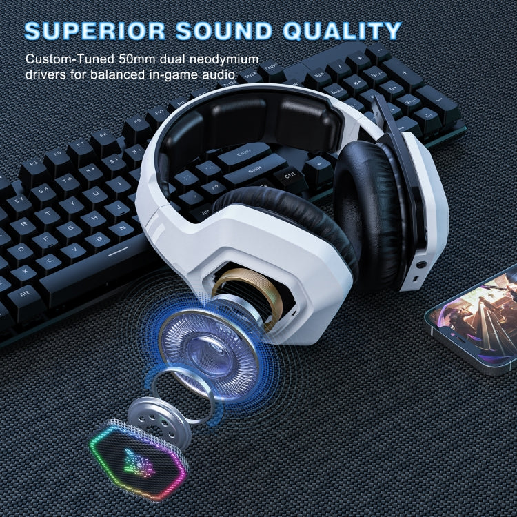 ONIKUMA B100 Bluetooth 5.3 Wireless Bluetooth Headphone with Microphone (White) - HoMEdemic™ 
