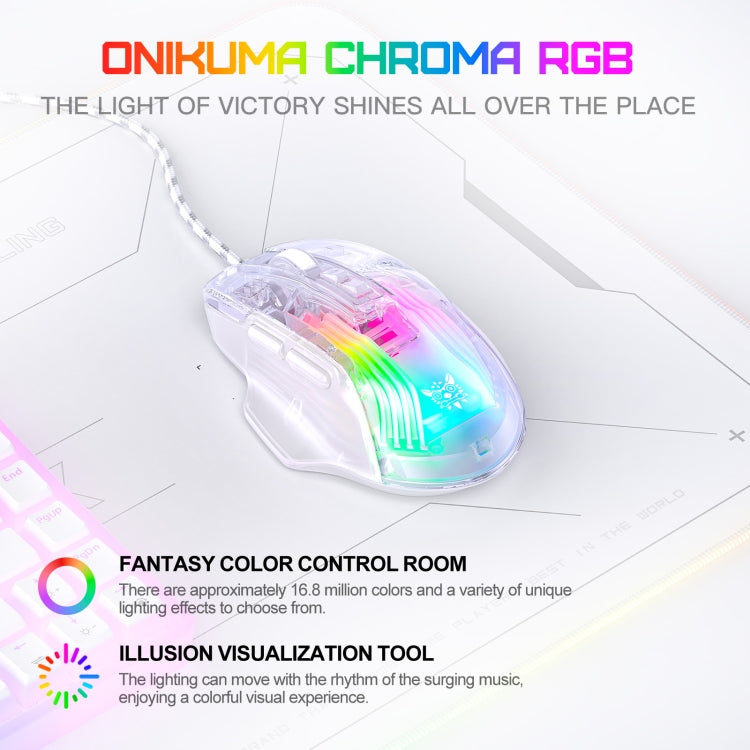 ONIKUMA CW923 RGB Lighting Wired Mouse(Transparent) - HoMEdemic™ 