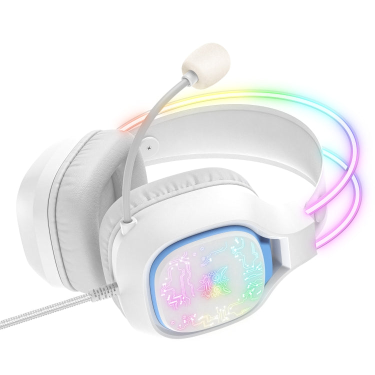ONIKUMA X22 USB + 3.5mm Colorful Light Wired Gaming Headset with Mic, Cable length: 1.8m(White) - HoMEdemic™ 