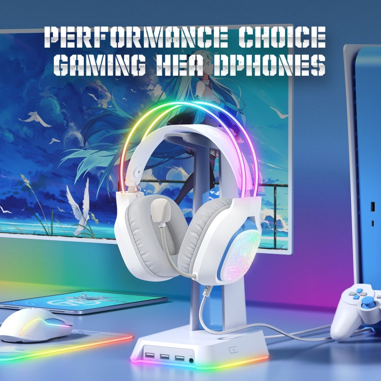 ONIKUMA X22 USB + 3.5mm Colorful Light Wired Gaming Headset with Mic, Cable length: 1.8m(White) - HoMEdemic™ 