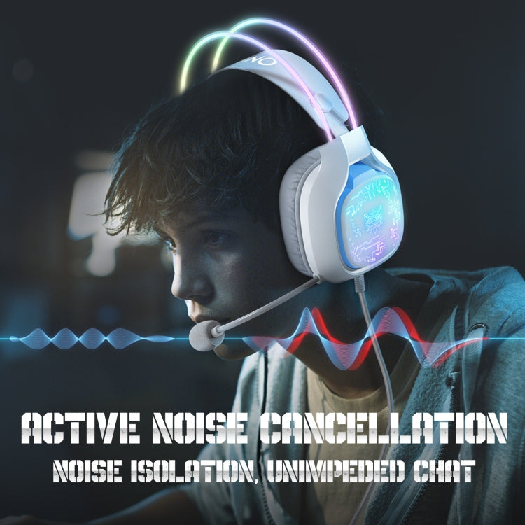 ONIKUMA X22 USB + 3.5mm Colorful Light Wired Gaming Headset with Mic, Cable length: 1.8m(White) - HoMEdemic™ 