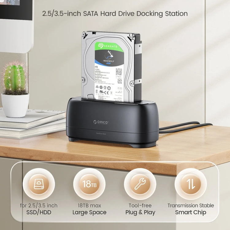ORICO DD18C3 Single Bay 2.5 & 3.5 inch SATA Drive Docking Station, Plug Type:EU Plug - HoMEdemic™ 