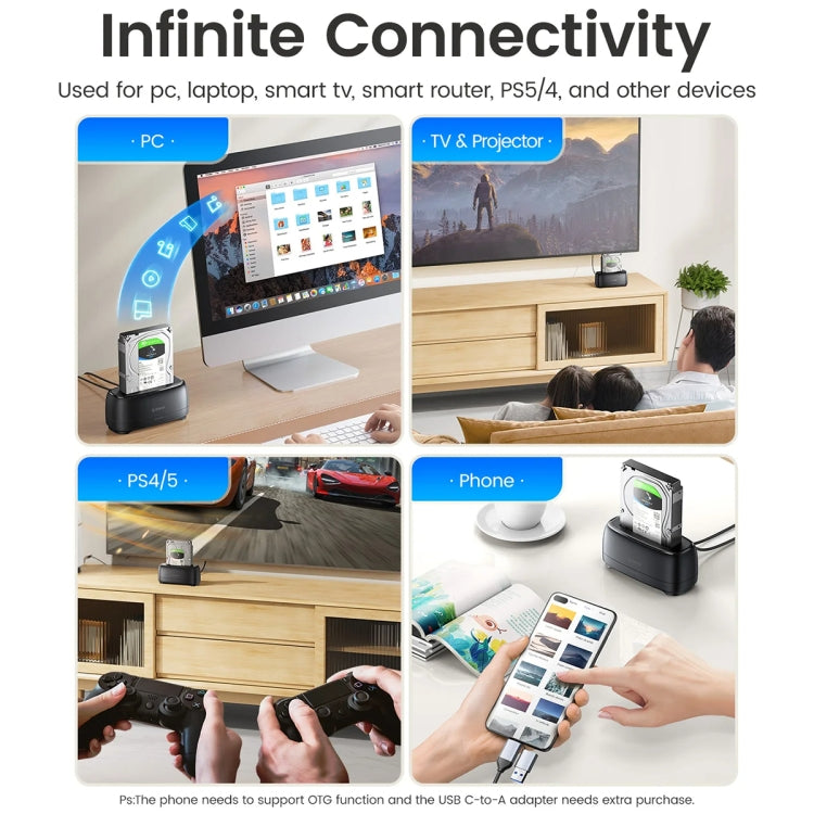 ORICO DD18C3 Single Bay 2.5 & 3.5 inch SATA Drive Docking Station, Plug Type:EU Plug - HoMEdemic™ 
