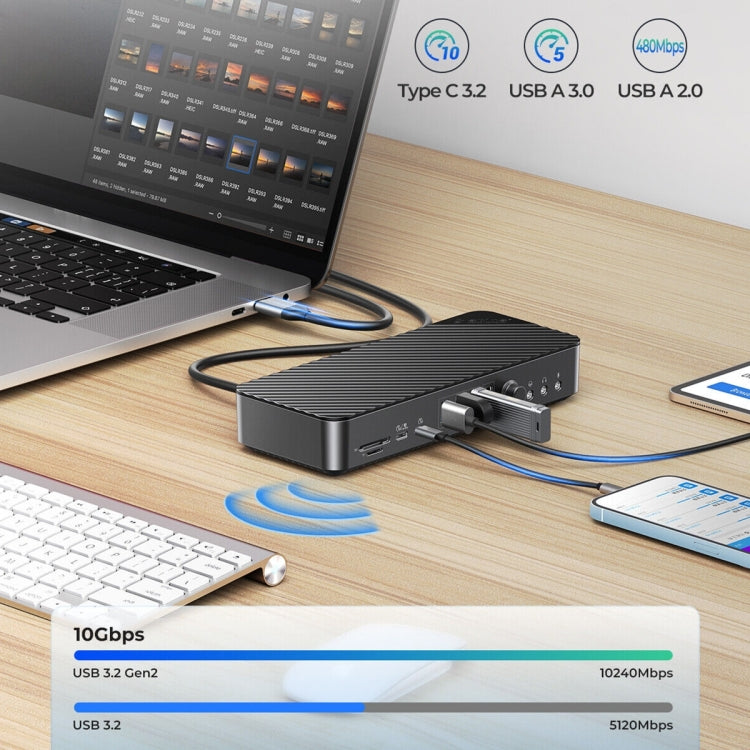 ORICO DKA20-BK-BP 10Gbps 20 in 1 Type-C 3.0 HUB Docking Station (US Plug) - HoMEdemic™ 