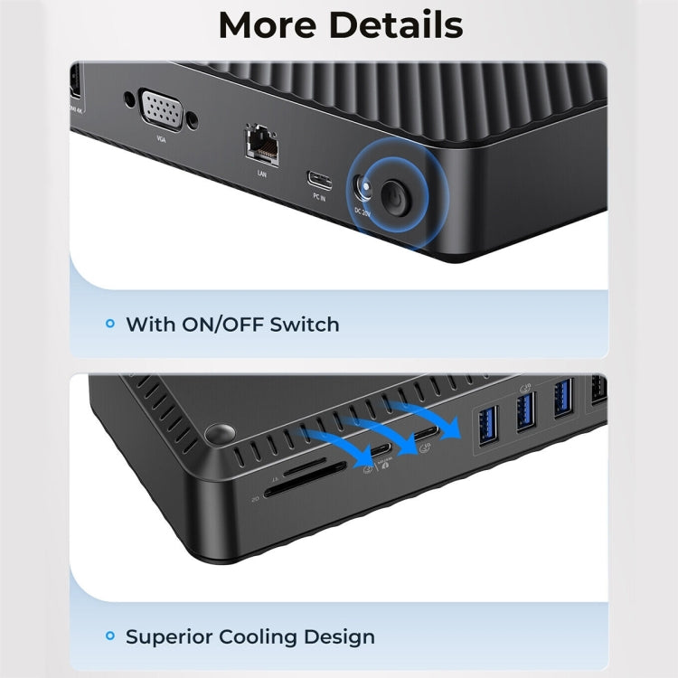 ORICO DKA20-BK-BP 10Gbps 20 in 1 Type-C 3.0 HUB Docking Station (US Plug) - HoMEdemic™ 