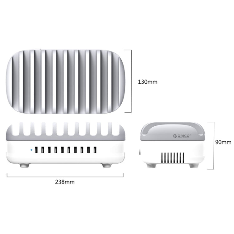 ORICO DUK-10P-DX 120W 5V 2.4A 10 Ports USB Charging Station, UK Plug(White) - HoMEdemic™ 