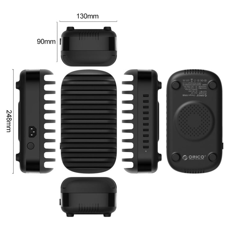 ORICO DUK-10P-DX 120W 5V 2.4A 10 Ports USB Charging Station, US Plug(Black) - HoMEdemic™ 