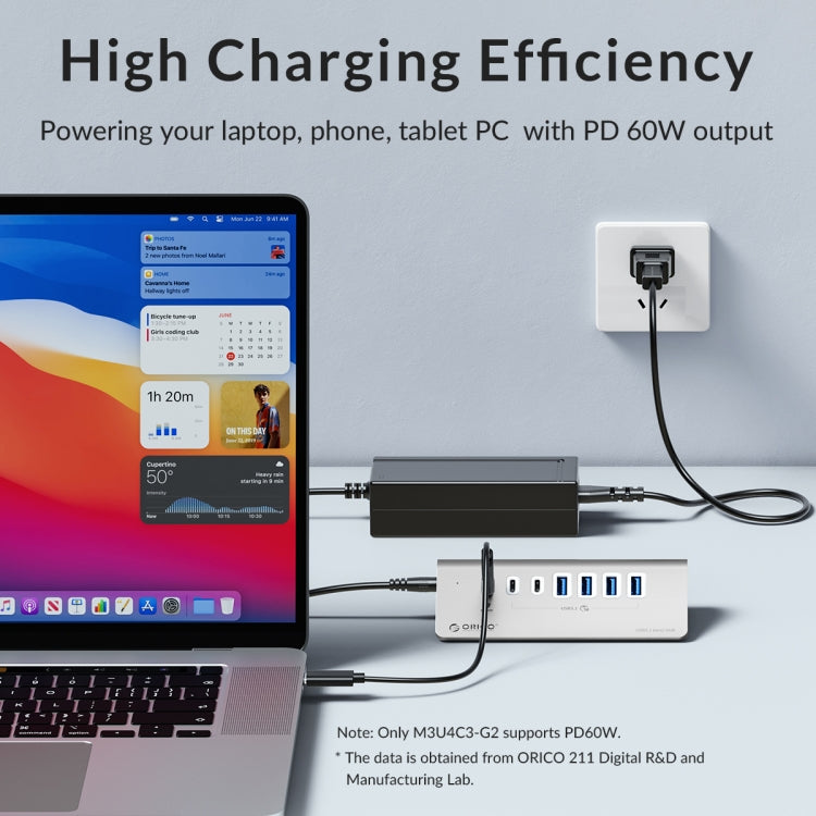 ORICO M3U4 Aluminum Alloy 4-Port USB 3.2 Gen1 10Gbps HUB (Silver) - HoMEdemic™ 