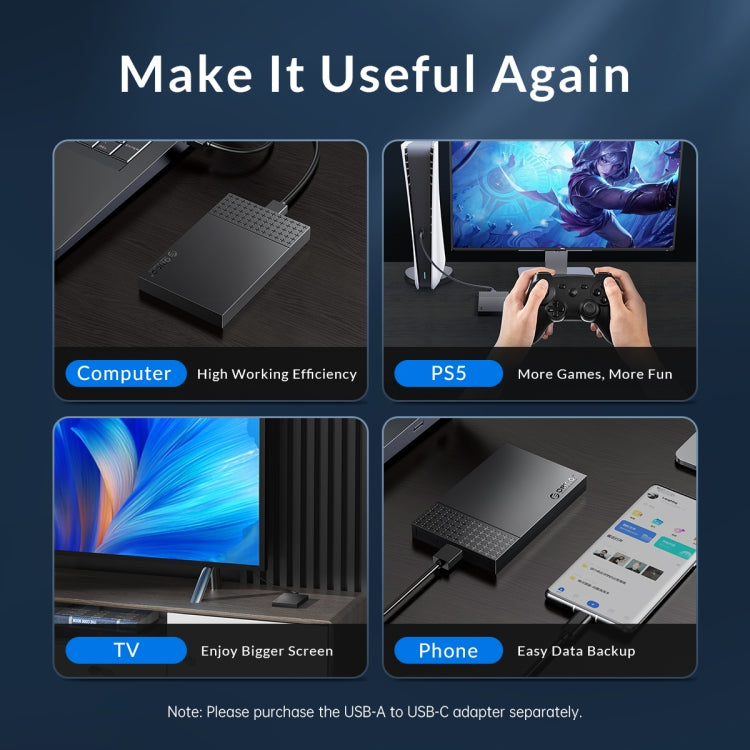 ORICO ORICO-2526U3-V1 2.5 inch USB 3.0 Micro-B Hard Drive Enclosure External Storage Case(Black) - HoMEdemic™ 