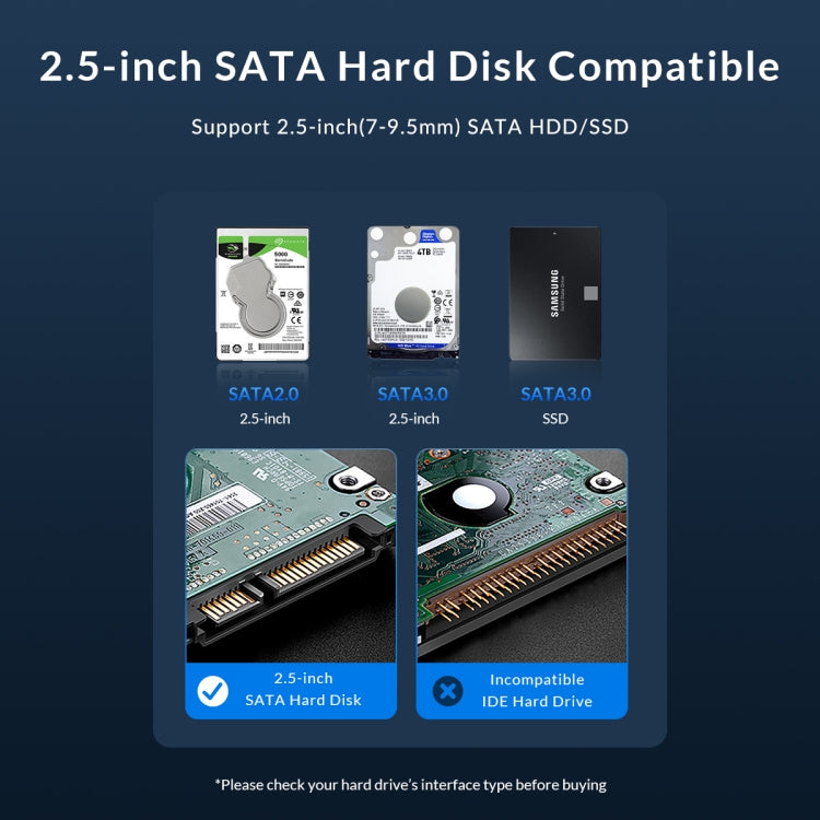 ORICO ORICO-2526U3-V1 2.5 inch USB 3.0 Micro-B Hard Drive Enclosure External Storage Case(Black) - HoMEdemic™ 