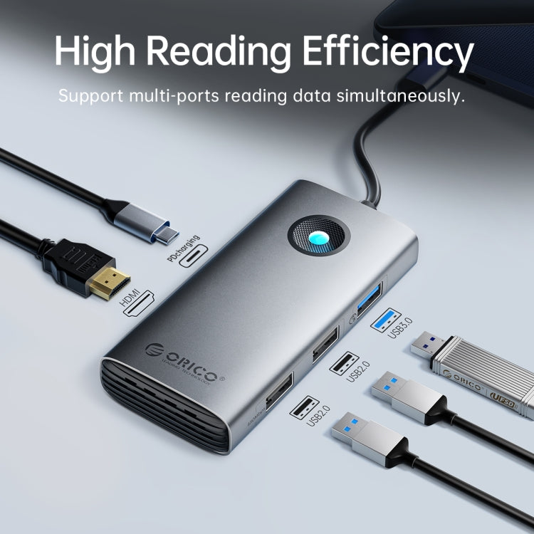 ORICO ORICO-PW11-6PCR R45 Type-C / USB-C 6-in-1 5Gbps Multifunction Docking Station (Silver) - HoMEdemic™ 