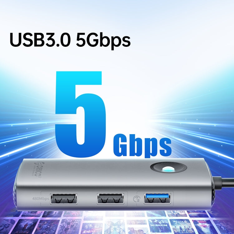 ORICO ORICO-PW11-6PCR R45 Type-C / USB-C 6-in-1 5Gbps Multifunction Docking Station (Silver) - HoMEdemic™ 