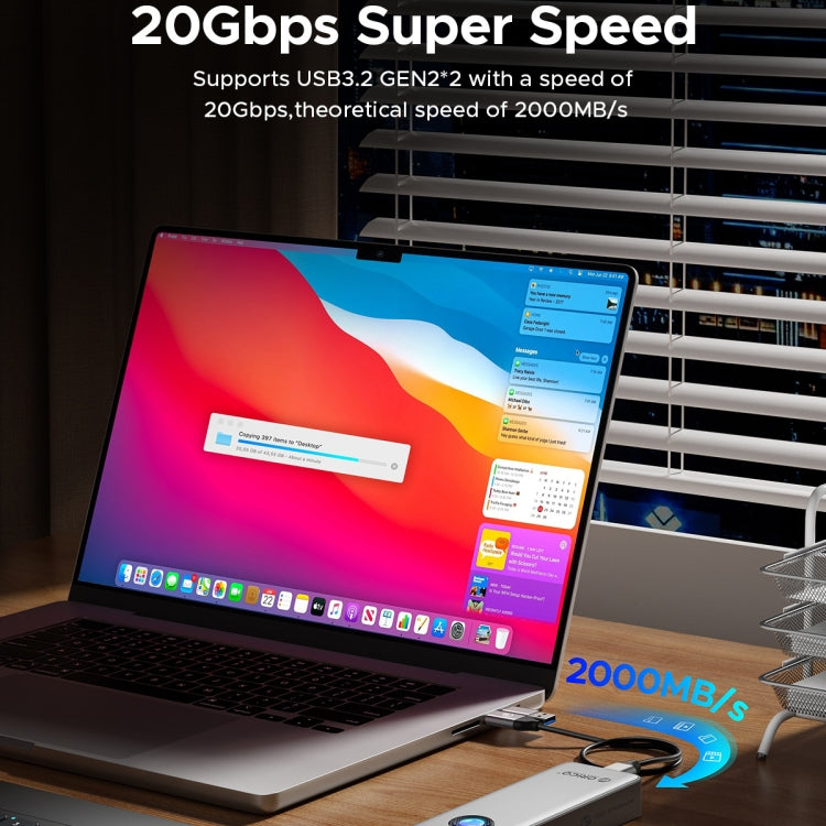 ORICO OUM2-G20-GY-BP 20Gbps M.2 SSD Enclosure with Type-C+USB Cable - HoMEdemic™ 