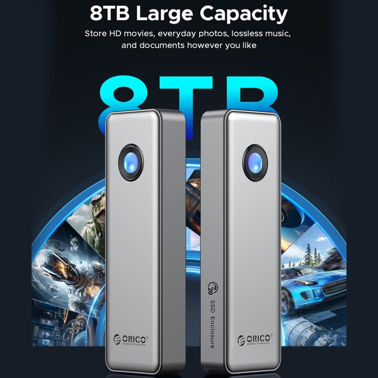 ORICO OUM2-G20-GY-BP 20Gbps M.2 SSD Enclosure with Type-C+USB Cable - HoMEdemic™ 